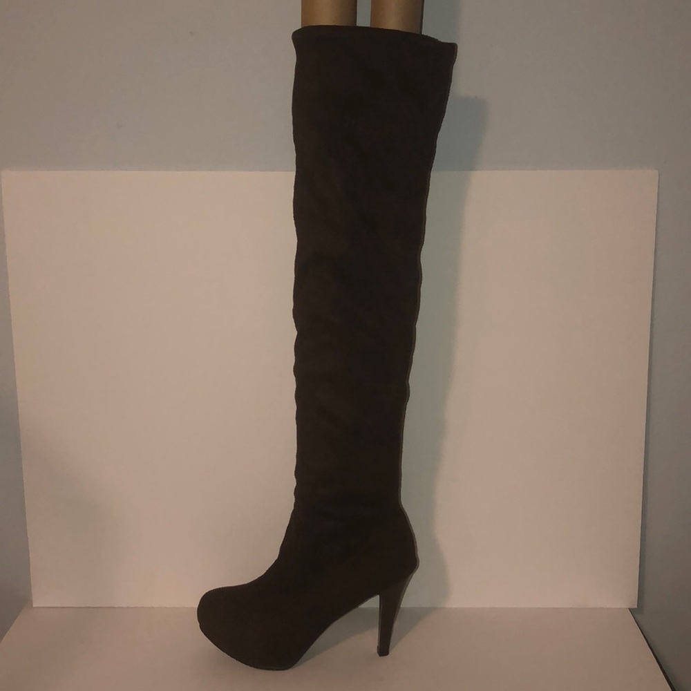 Brown Over the Knee Boot with Heel